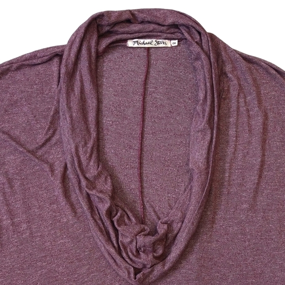 Michael Stars Burgundy Asymmetrical Cowl Neck Poncho Drape Front Slouchy - Picture 4 of 7